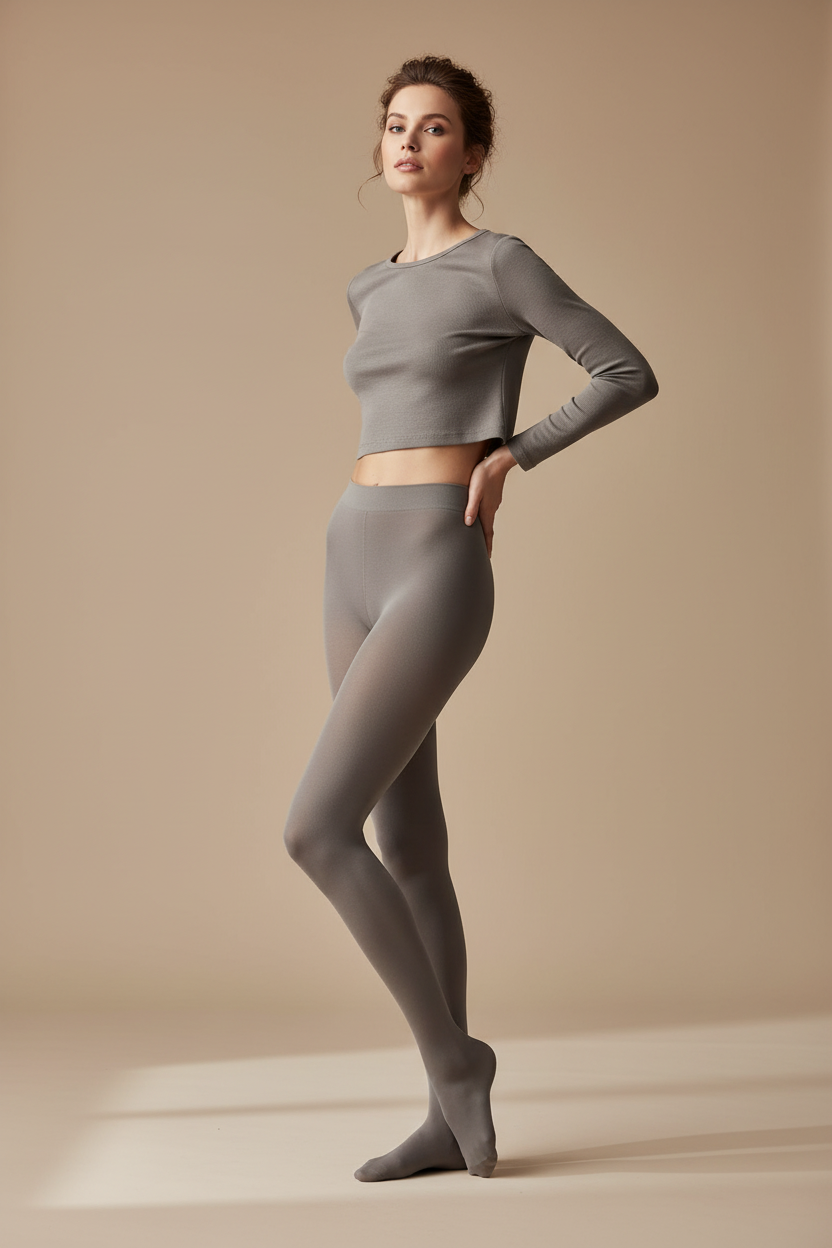 Collants thermiques gris style 1